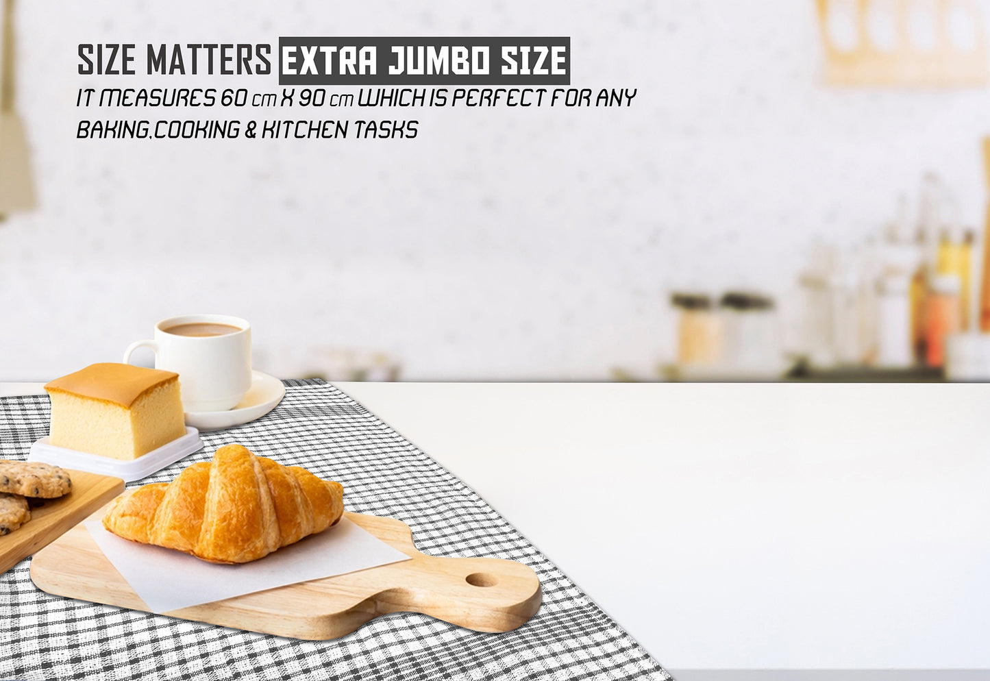 Jumbo Tea Towels 60x90cm – Durable Checked Cotton Kitchen Cloths Set
