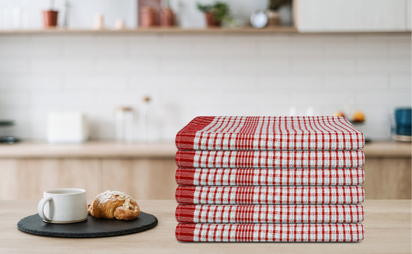 Jumbo Tea Towels 60x90cm – Durable Checked Cotton Kitchen Cloths Set