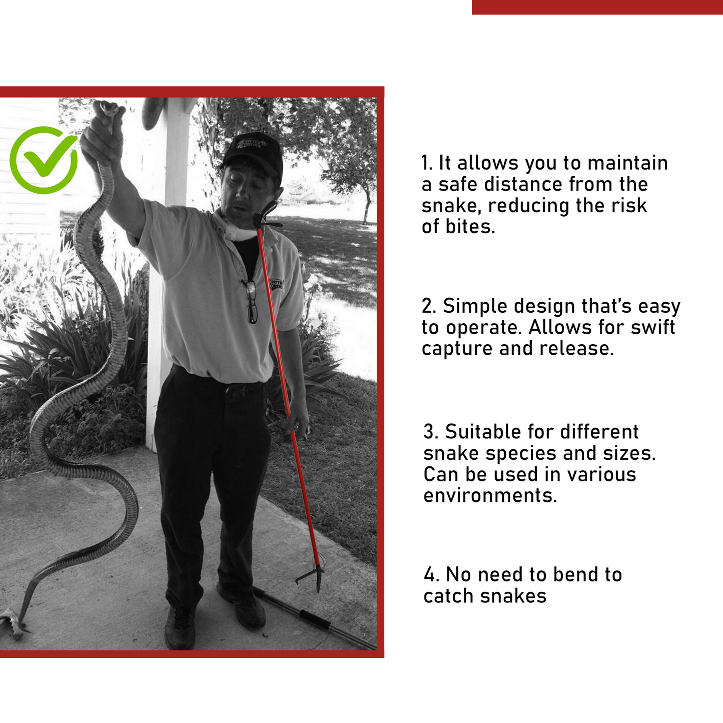 40-Inch Professional Snake Catcher | Heavy-Duty Grabber with Non-Slip Grip