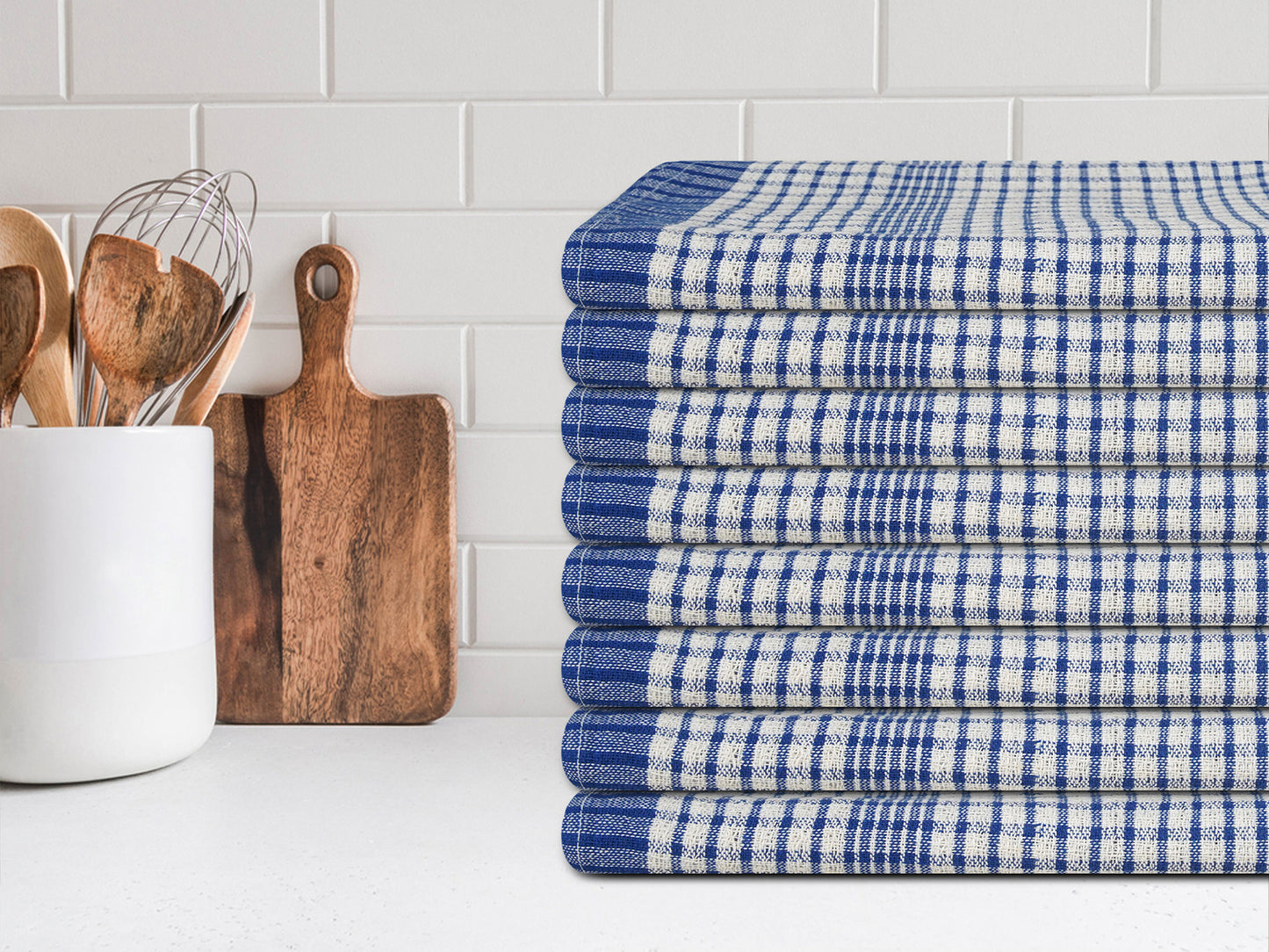 Jumbo Tea Towels 60x90cm – Durable Checked Cotton Kitchen Cloths Set