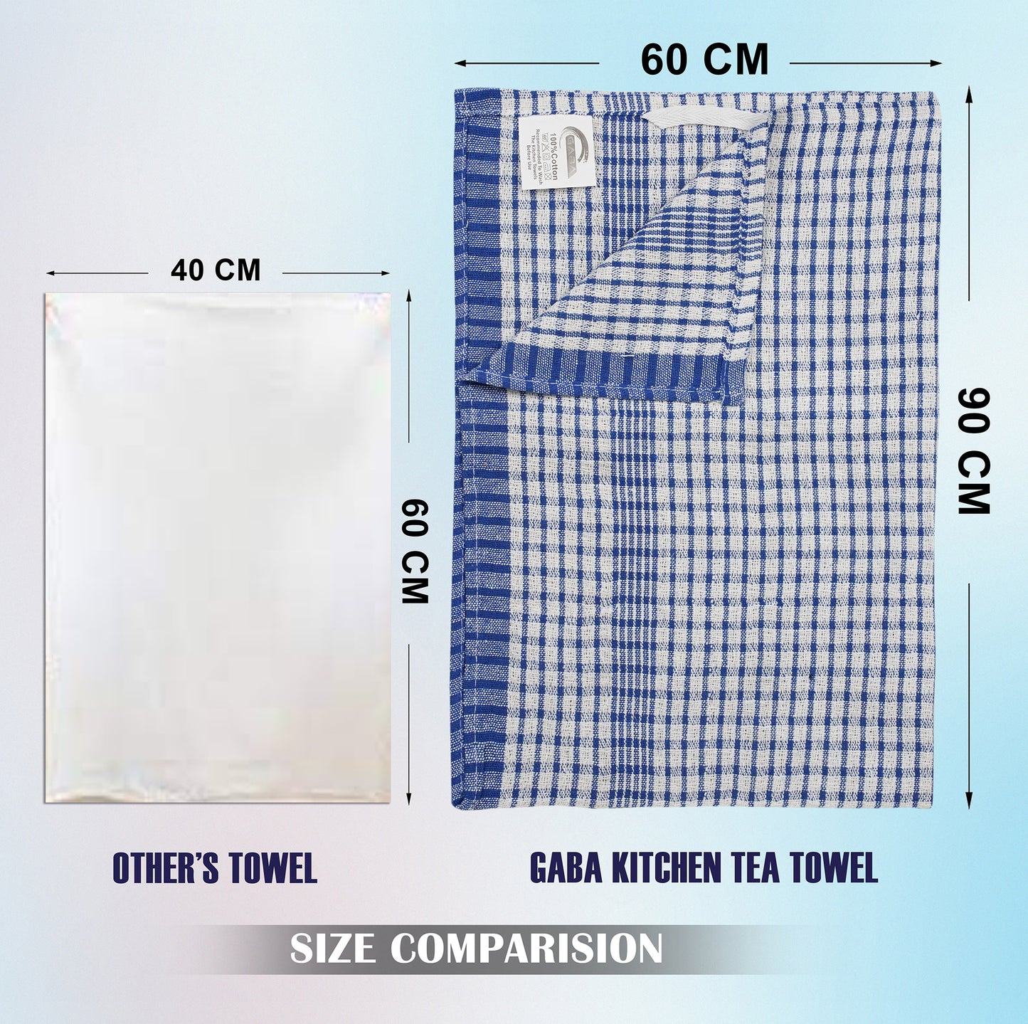 Jumbo Tea Towels 60x90cm – Durable Checked Cotton Kitchen Cloths Set