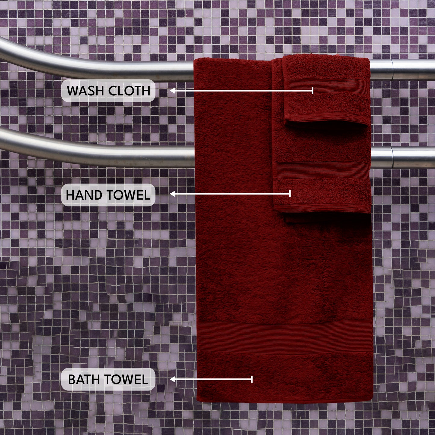 7PCS 100% Luxury Cotton Towel Set (Burgundy)