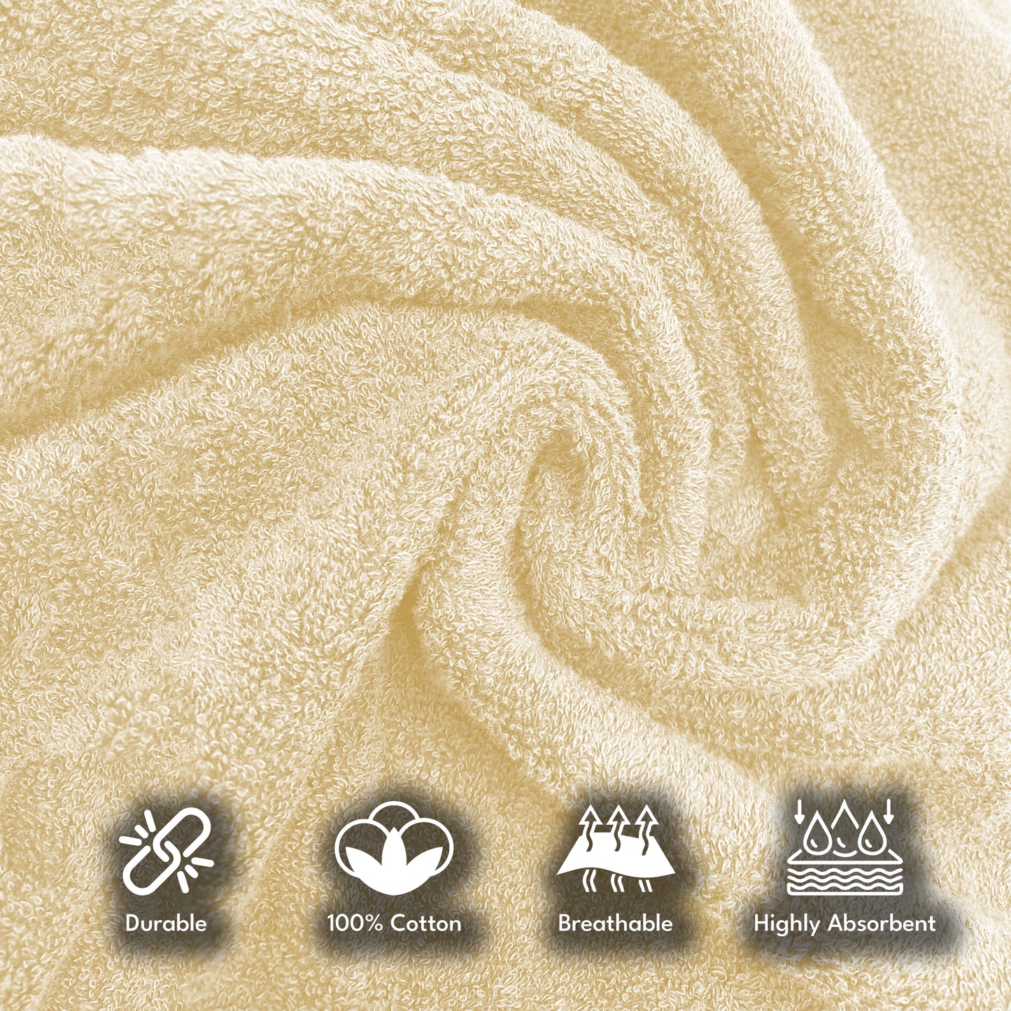 7PCS 100% Luxury Hotel Quality Cotton Towel Set (Cream)