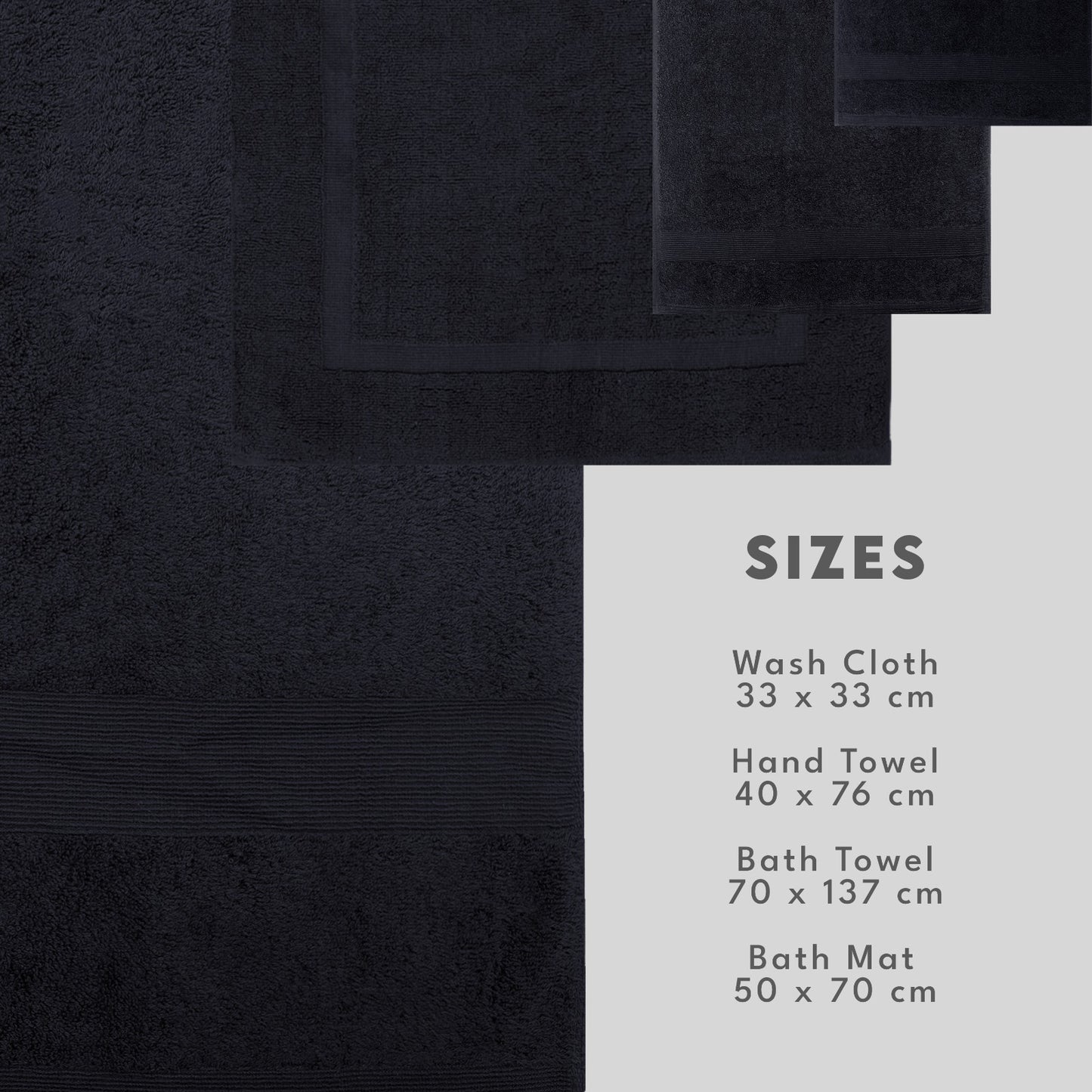 navy blue towel set in different sizes