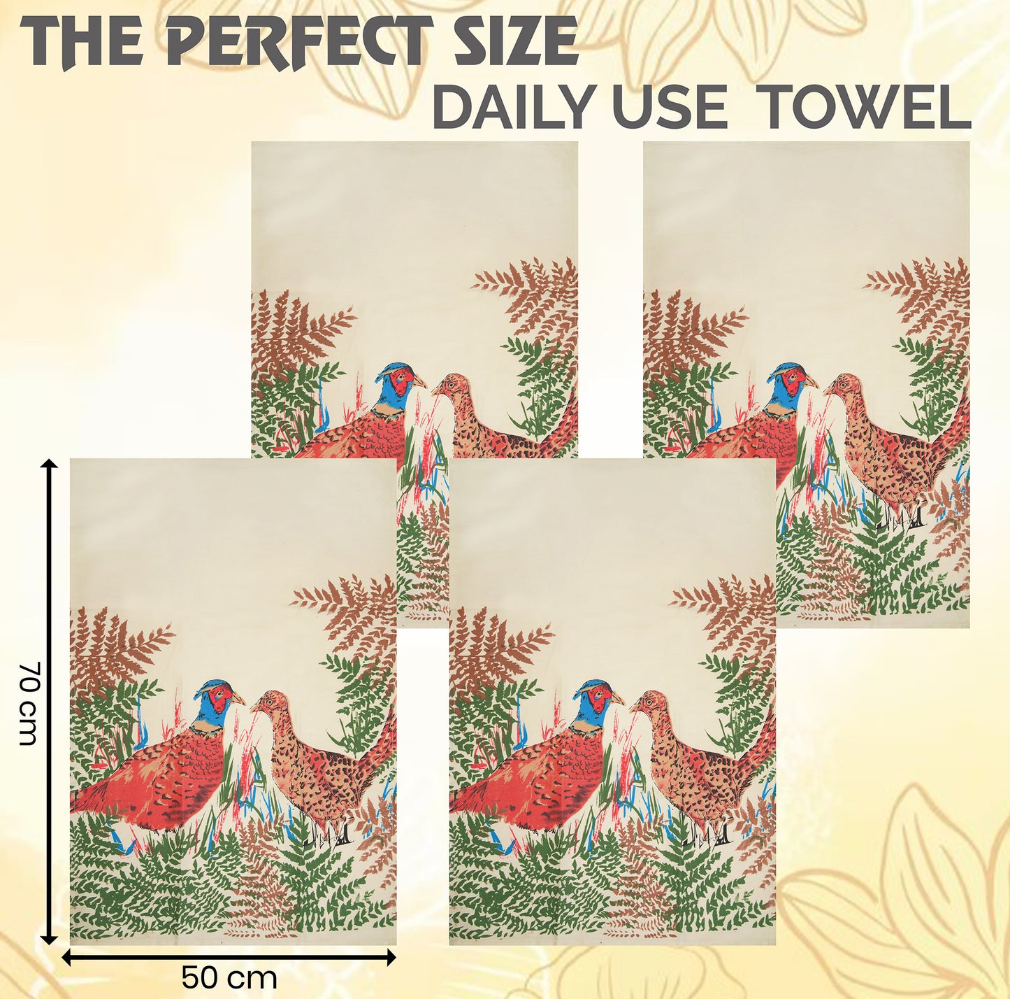 Peacock Printed Tea Towel