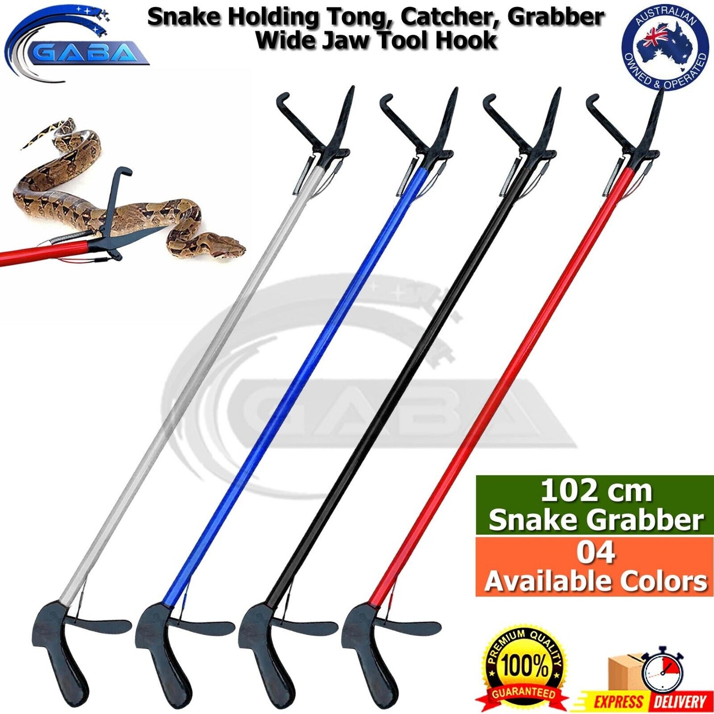 GABA Snake Grabber Tool 72inches Professional extra heavy duty foldable stainless steel snake catcher tool picker snake stick reptile grabber snake holding tongs with lock