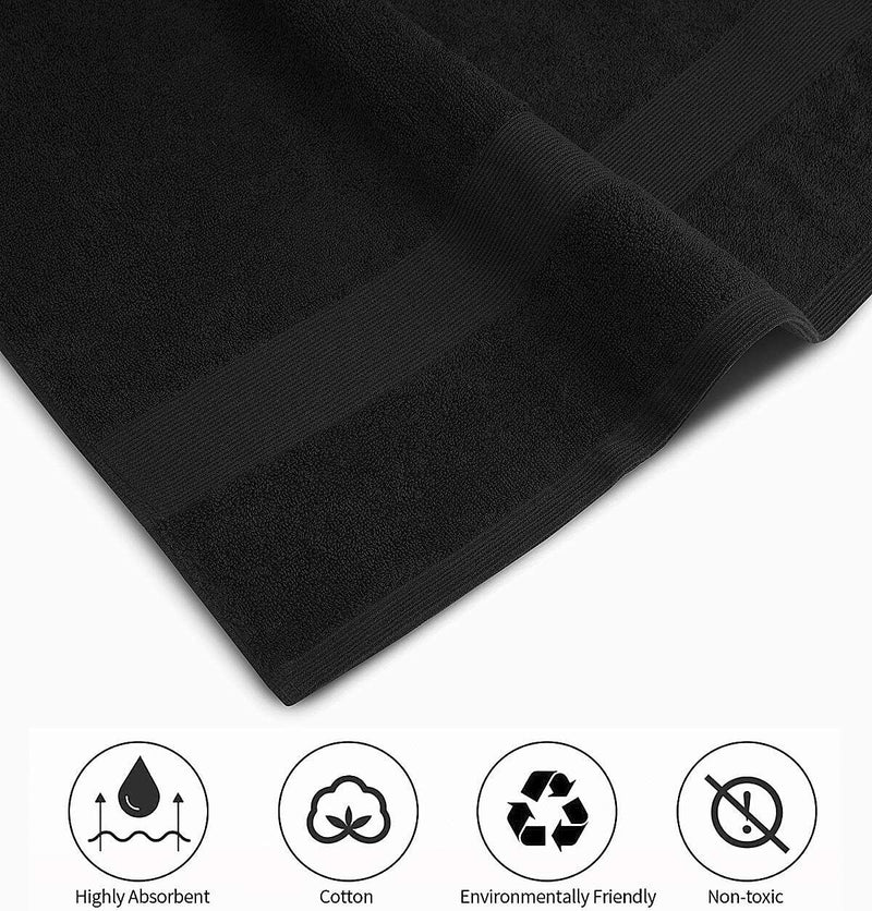 GABA 2PCS Large Bath Sheets, 100% Cotton Towels, 70 x 140 cm,  Soft Bath Towels, Egyptian Cotton Super Absorbent, Quick Dry, Perfect Bathroom Towels for Daily Use (Black)