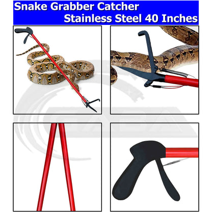 GABA Snake Grabber Tool 40inches Red Professional extra heavy duty foldable stainless steel snake catcher tool picker snake stick reptile grabber snake holding tongs with lock