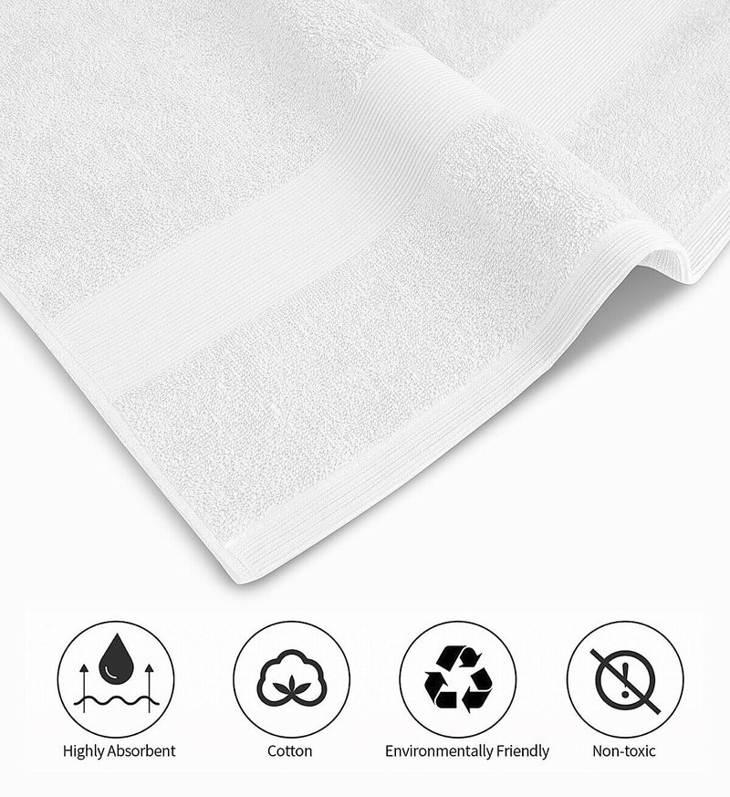 GABA 2PCS Large Bath Sheets, 100% Cotton Towels, 70 x 140 cm,  Soft Bath Towels, Lighter Weight & Super Absorbent, Quick Dry, Perfect Bathroom Towels for Daily Use (White)