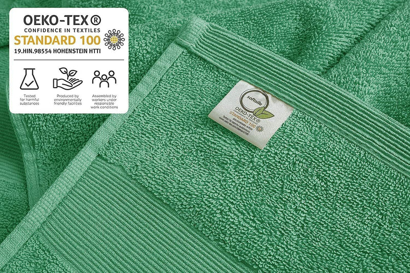 GABA 2PCS Large Bath Sheets, 100% Cotton Towels, 70 x 140 cm,  Soft Bath Towels, Egyptian Cotton Super Absorbent, Quick Dry, Perfect Bathroom Towels for Daily Use (Sea Green)