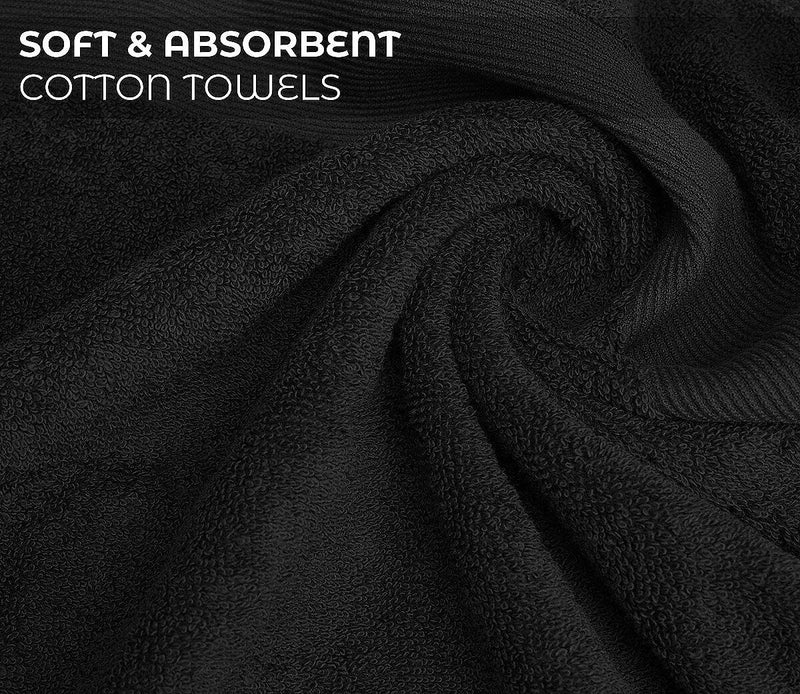 GABA 2PCS Large Bath Sheets, 100% Cotton Towels, 70 x 140 cm,  Soft Bath Towels, Egyptian Cotton Super Absorbent, Quick Dry, Perfect Bathroom Towels for Daily Use (Black)