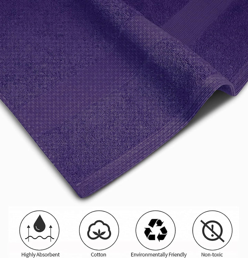 GABA 2PCS Large Bath Sheets, 100% Cotton Towels, 70 x 140 cm,  Soft Bath Towels, Egyptian Cotton & Super Absorbent, Quick Dry, Perfect Bathroom Towels for Daily Use (Purple)