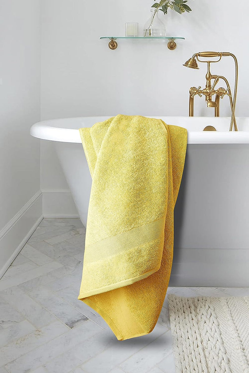 GABA 2PCS Large Bath Sheets, 100% Cotton Towels, 70 x 140 cm,  Soft Bath Towels, Egyptian Cotton & Super Absorbent, Quick Dry, Perfect Bathroom Towels for Daily Use (Yellow)