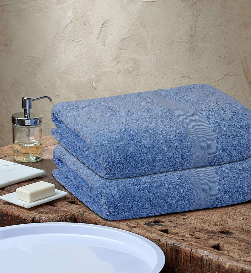 2x Sky Blue Luxury 100% Cotton Extra Large Bath Towels body Sheet Set 90 x 180cm 600GSM