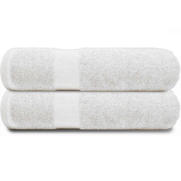 GABA 2PCS Large Bath Sheets, 100% Cotton Towels, 70 x 140 cm,  Soft Bath Towels, Lighter Weight & Super Absorbent, Quick Dry, Perfect Bathroom Towels for Daily Use (White)