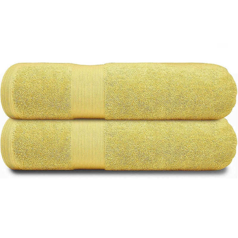 GABA 2PCS Large Bath Sheets, 100% Cotton Towels, 70 x 140 cm,  Soft Bath Towels, Egyptian Cotton & Super Absorbent, Quick Dry, Perfect Bathroom Towels for Daily Use (Yellow)