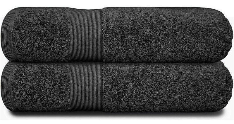 GABA 2PCS Large Bath Sheets, 100% Cotton Towels, 70 x 140 cm,  Soft Bath Towels, Egyptian Cotton Super Absorbent, Quick Dry, Perfect Bathroom Towels for Daily Use (Black)