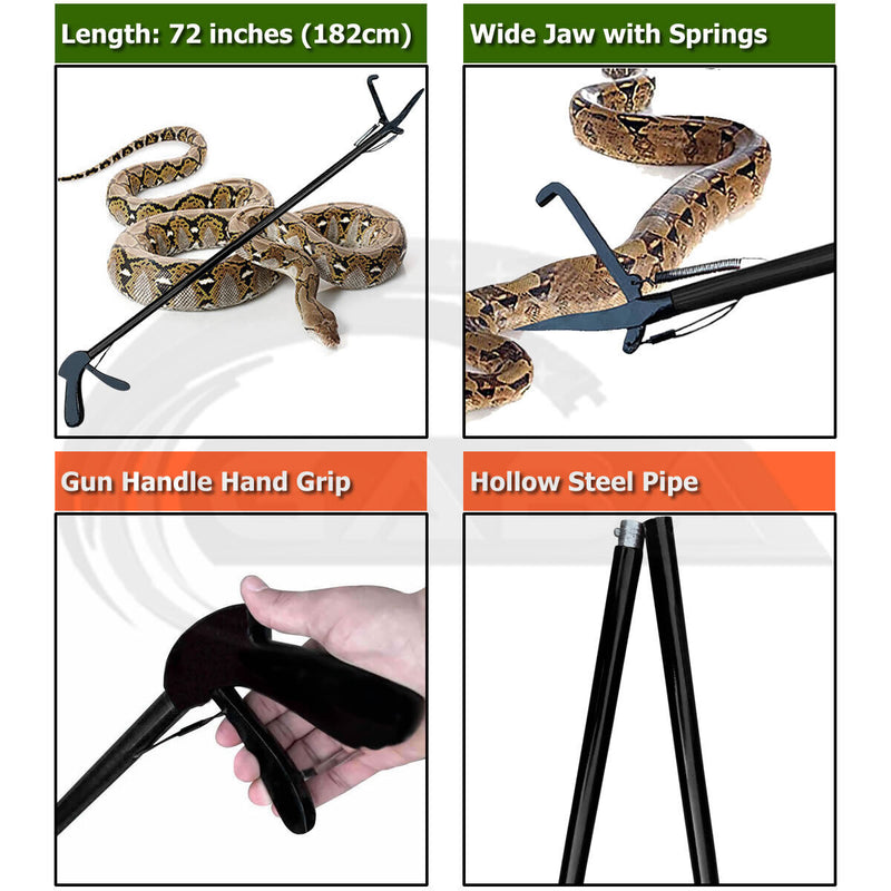 Heavy Duty for Extra Long Snake Tong Reptile Grabber Snake Catcher Wide Jaw