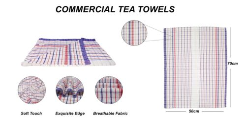 Kitchen Tea Towels JUMBO Size 50x70cm Commercial Grade Heavy Duty 100% Cotton